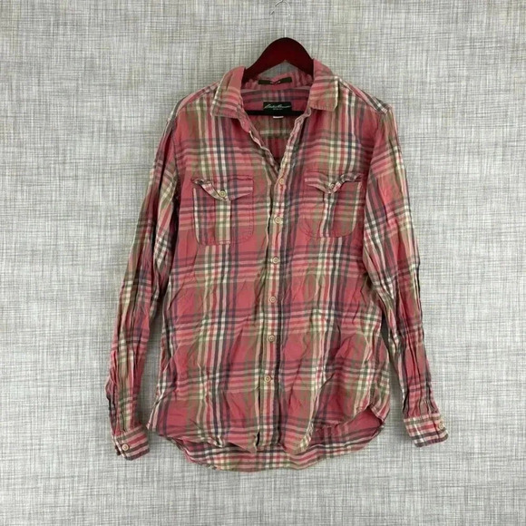 Eddie Bauer long sleeve button down shirt Mens LT plaid 3605 - Picture 1 of 7